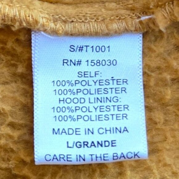 Love Tree Large Mustard Yellow Sherpa Teddy Hoodie Fuzzy Polyester Pullover - Picture 6 of 6